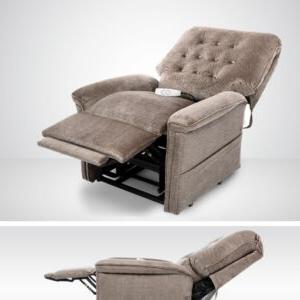 A reclined heavy duty lift chair.